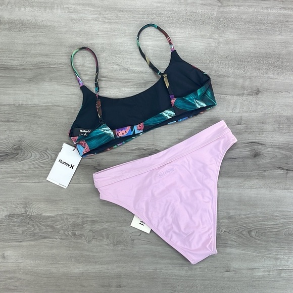 ☀️HURLEY☀️BILLABONG☀️ORCHID SNACK ADJ SCP SOL SEARCHER MAUI RIDER BIKINI SET - Picture 11 of 14